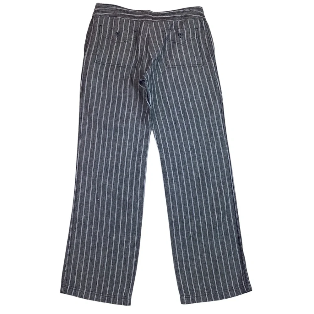 Tommy Bahama Santiago Linen Striped Pant Wide Leg Gray - Picture 4 of 9